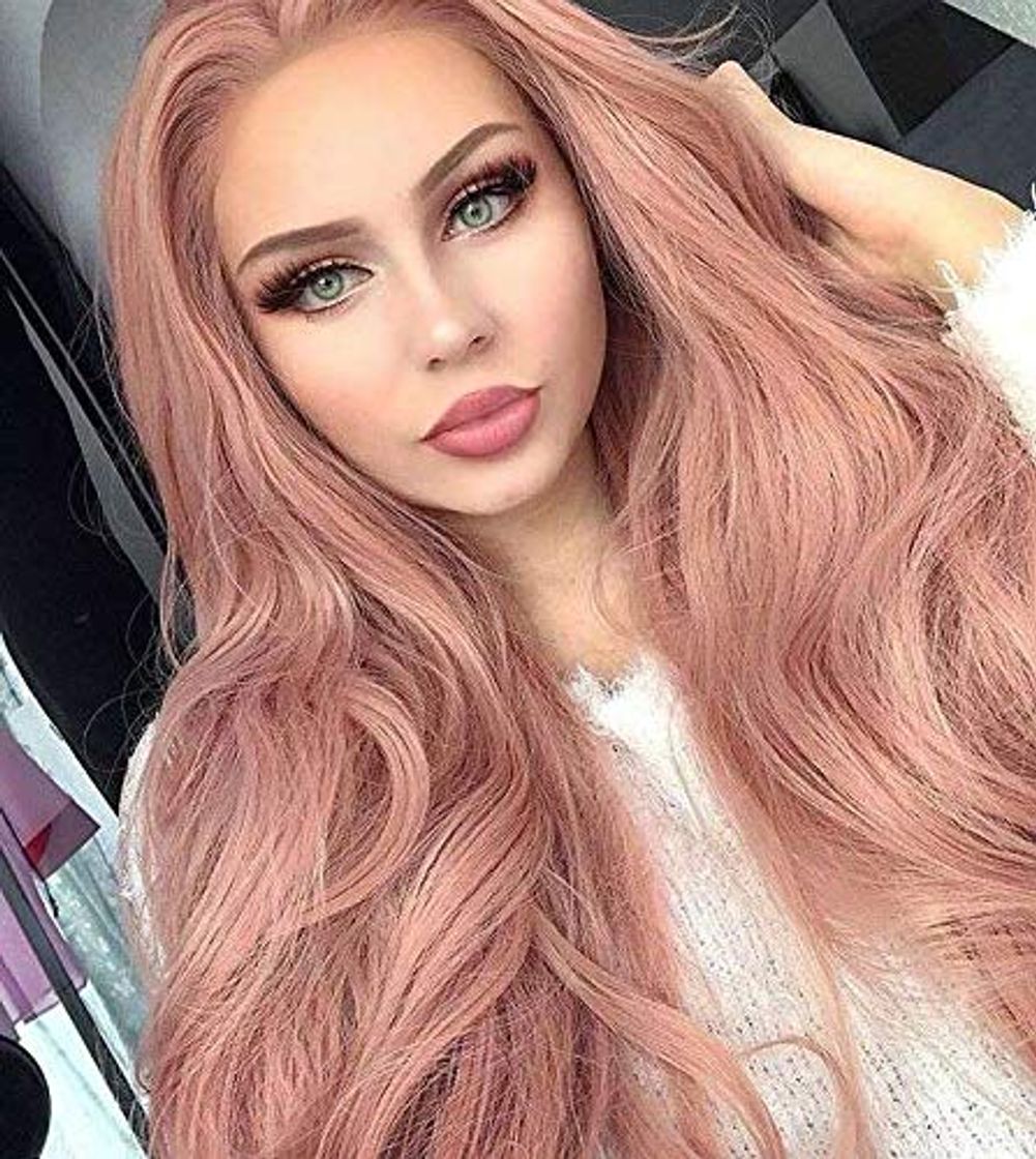 Product Cosswigs Long Wavy Lace Front Wig for Women Glueless Synthetic Pink Wig