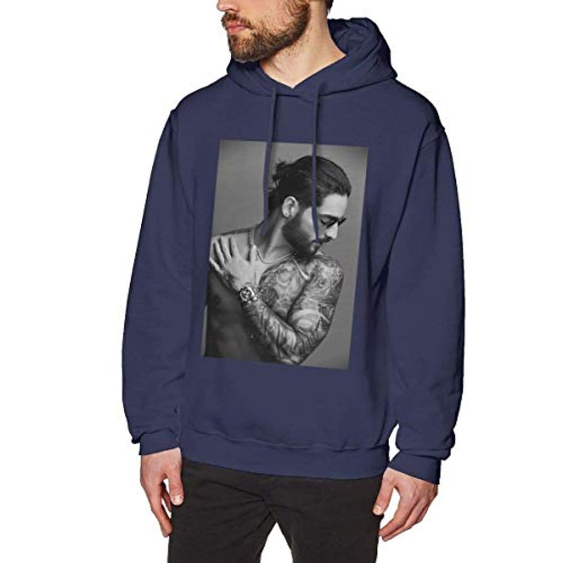 Moda Hengtaichang Men's Maluma Fashion Casual Long Sleeve Hoodie Sweatshirt Top