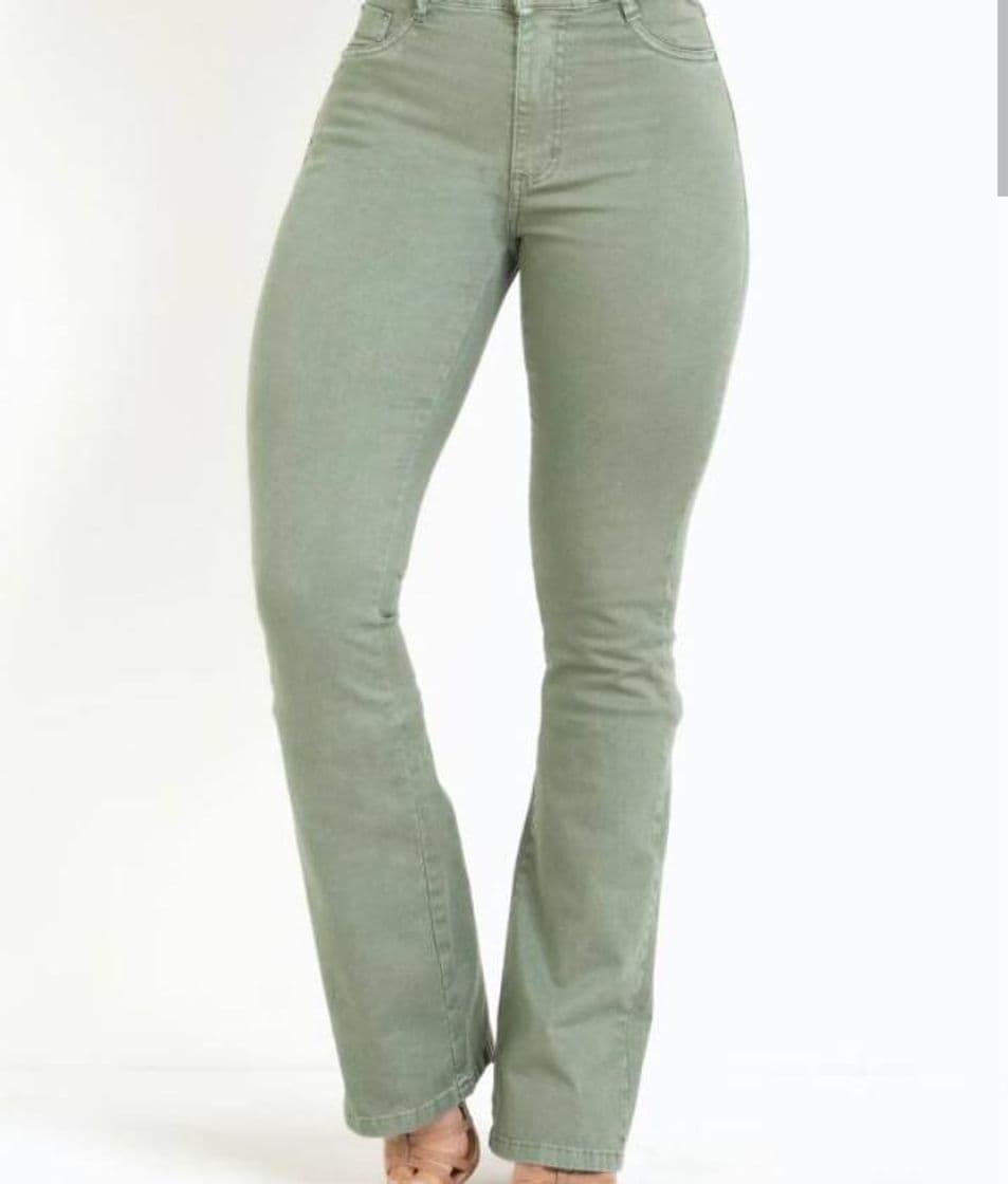 Fashion Calça Flare Verde Militar Sawary