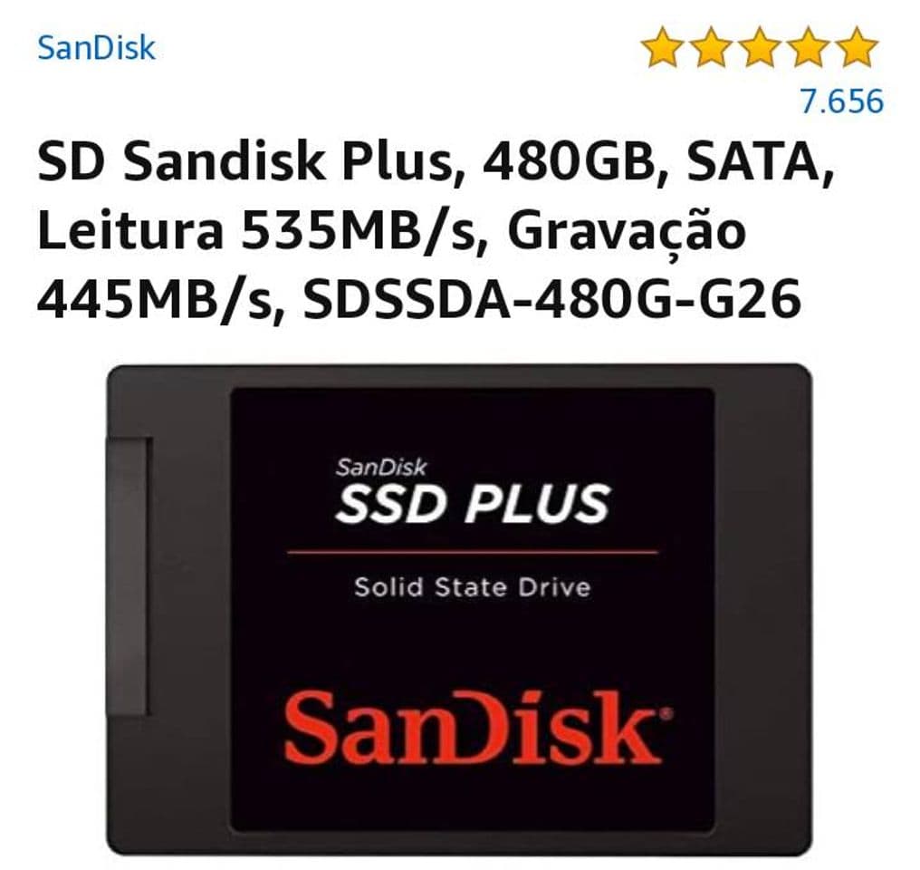 Product SD Sandisk Plus, 480GB, SATA, Leitura 535MB