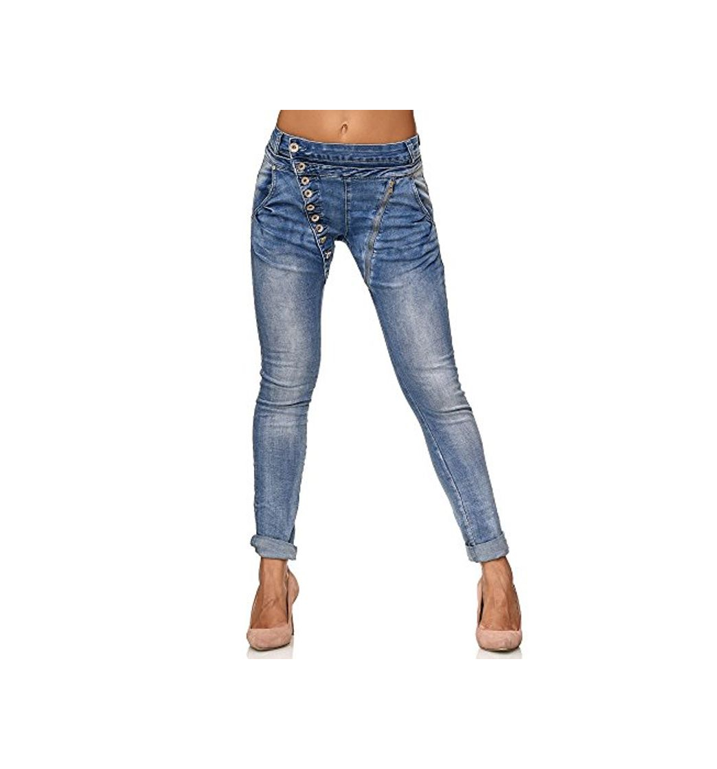 Fashion Elara Jeans para Mujer Boyfriend Baggy Botones Chunkyrayan Azul C613M Blue 42