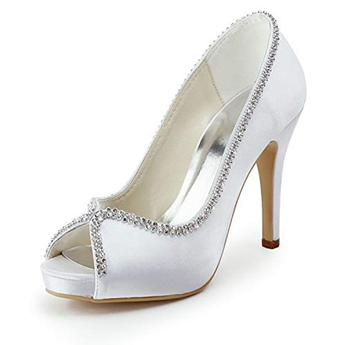 Lugar Emily Bridal Zapatos de Novia Peep Toe Rhinestones de Mujer Slip On