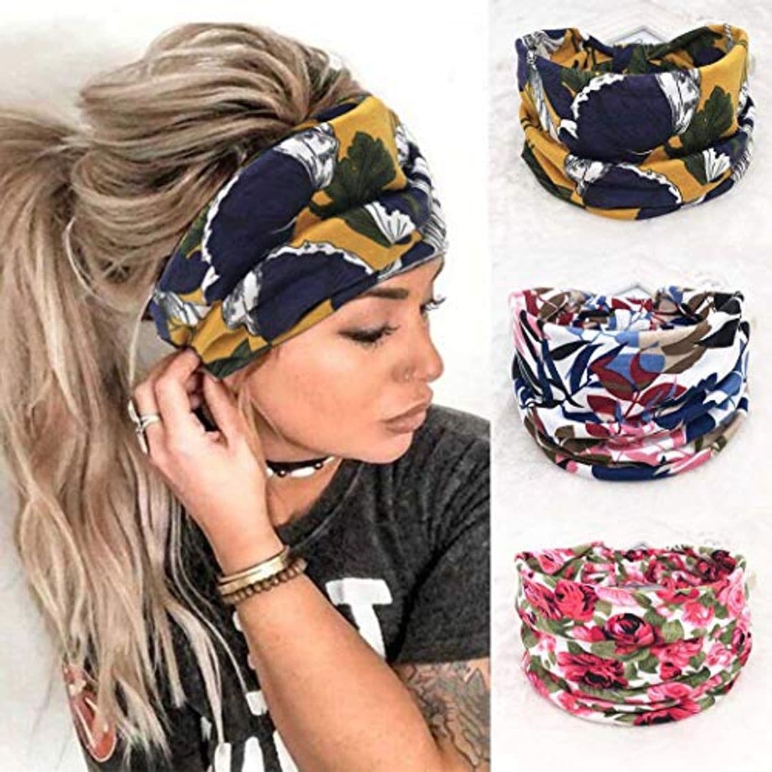 Moda Zoestar Boho diademas anchas para la cabeza con estampado elegante para yoga,