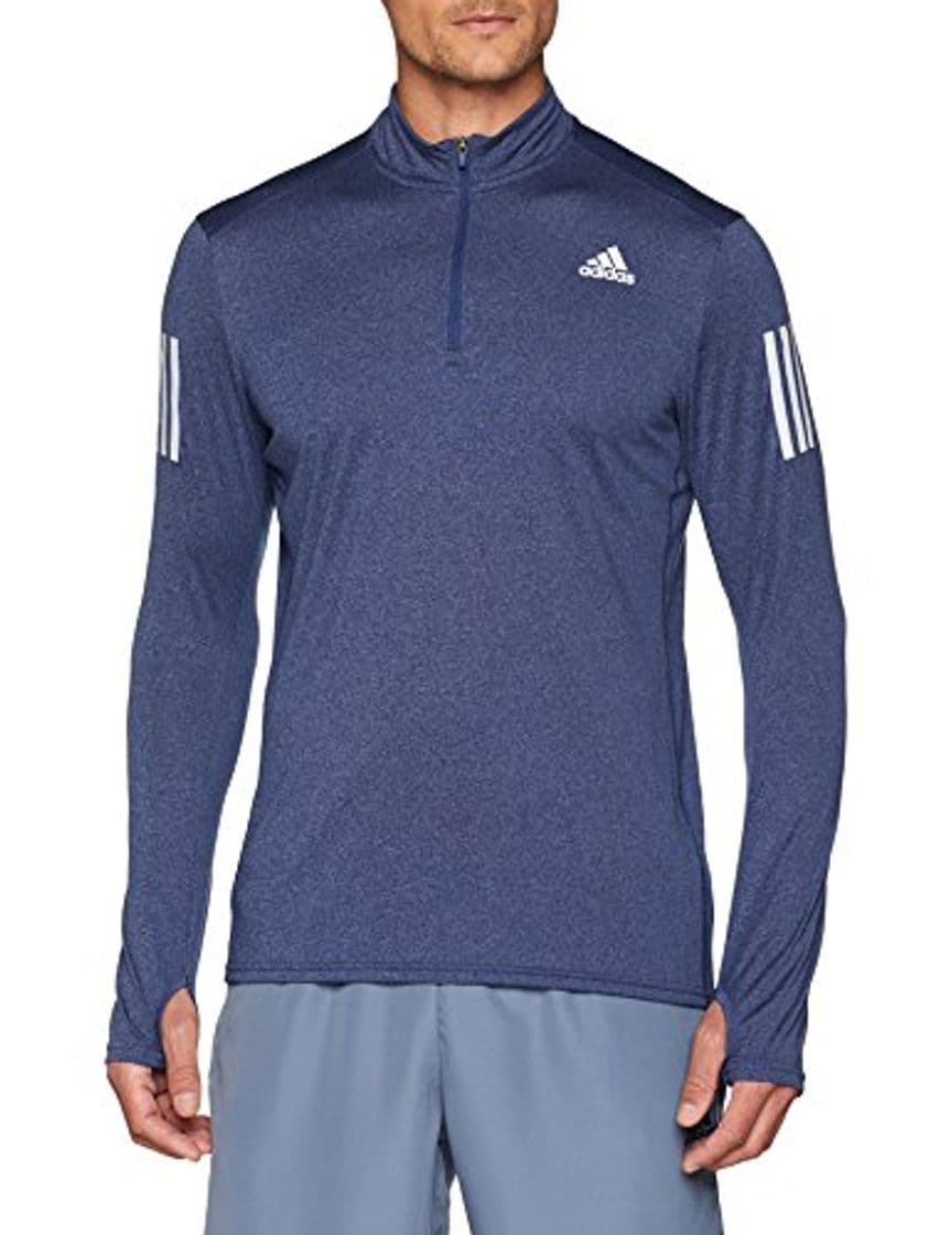 Moda Adidas Rs Ls Zip Tee M, Camiseta para Hombre, Azul