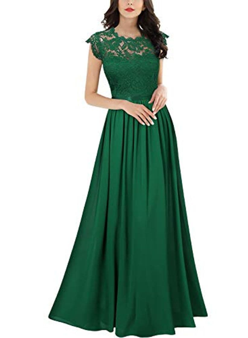 Moda Miusol Elegante Encaje Gasa Fiesta Vestido Largo para Mujer Verde XX