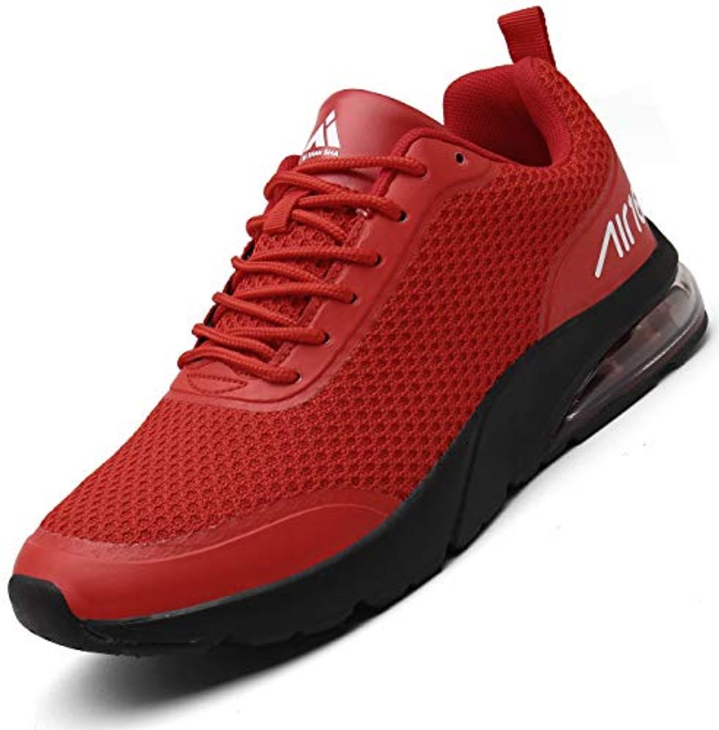 Moda Zapatillas Fitness Hombre Aire Libre y Gimnasio Deporte Sneakers Casual Transpirables Zapatos Rojo 44 EU