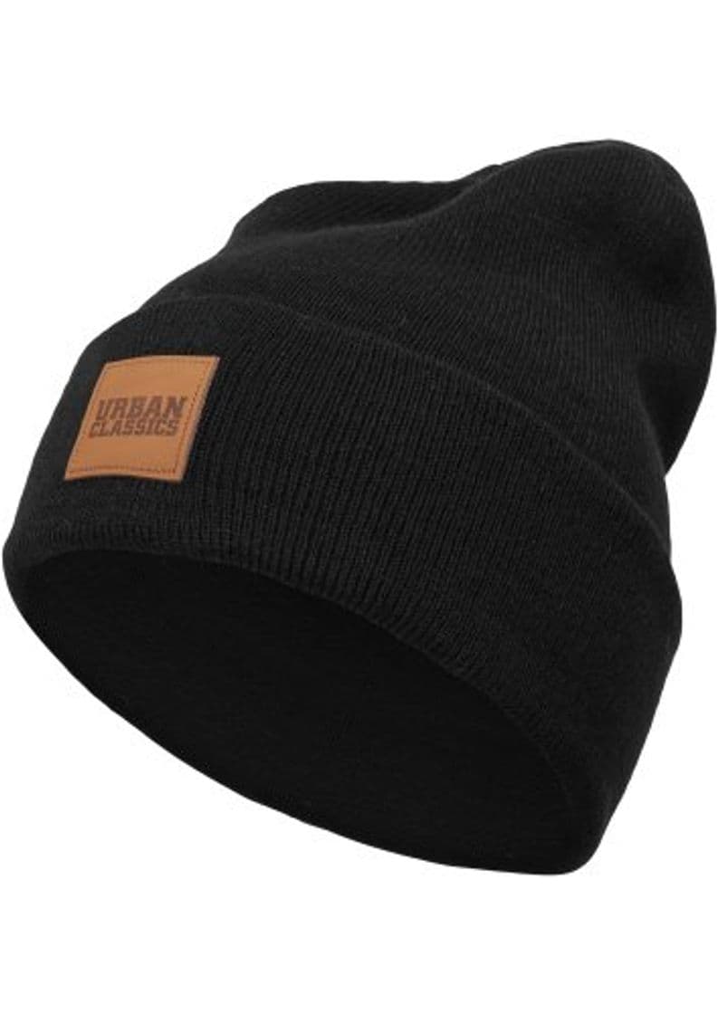 Lugar Urban Classics Leatherpatch Long Beanie Gorro de Punto, Negro