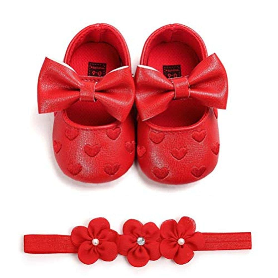 Fashion Zapatos de Niña con Diadema Regalo Set Bautizo Lovely Algodón Flor Suave Suela Zapatillas Antideslizantes Zapatos de Princesa