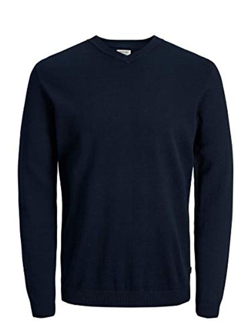 Moda JACK & JONES Jjebasic Knit V-Neck Noos suéter, Azul