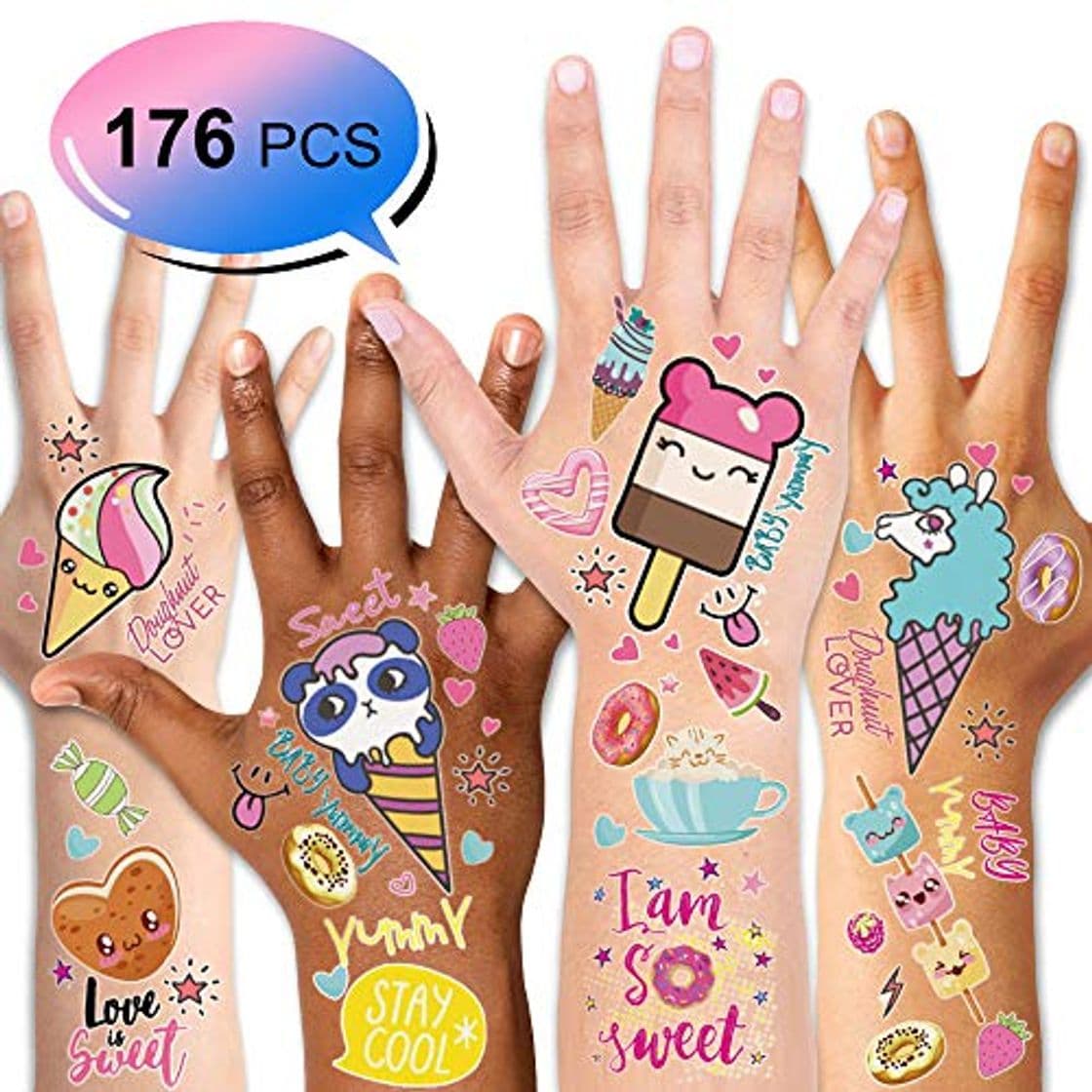 Product Konsait Tatuajes temporales Falso Tatuajes Pegatinas Tatoos Infantiles niñas niños Fiestas cumpleaños