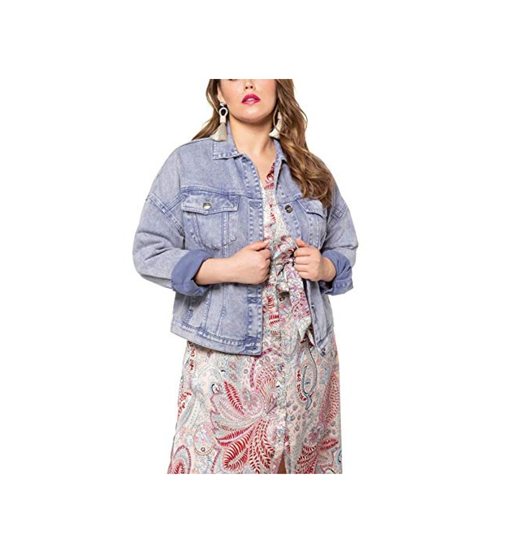 Moda Studio Untold Damen Große Größen Jeansjacke Lilablau Chaqueta de Jean