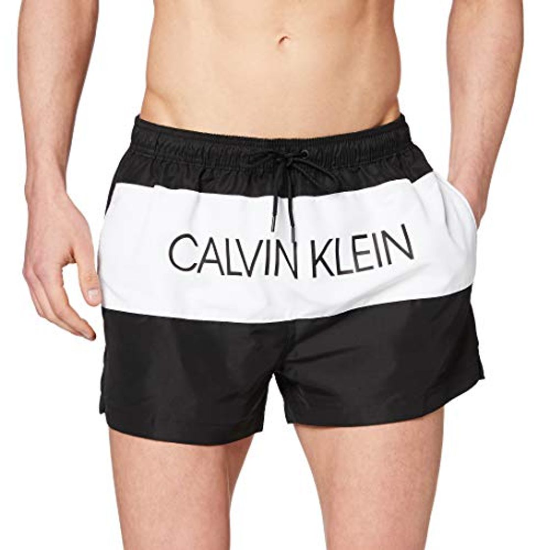 Moda Calvin Klein Short Drawstring Bañador, Negro