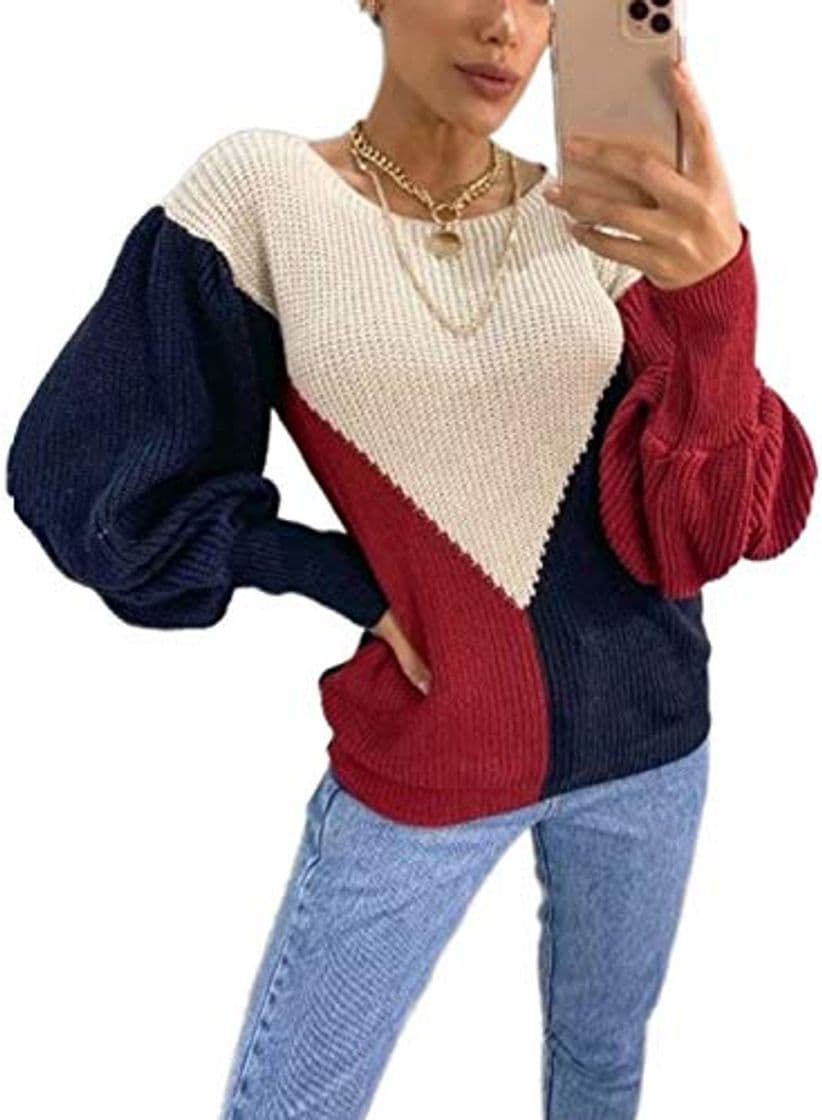 Fashion Women Long Sleeve Tshirts Ladies Jumpers Baseball Tops Round Neck Striped Pullover Tricot Tricolor Manga Bufante Off Verde Água E Rosa