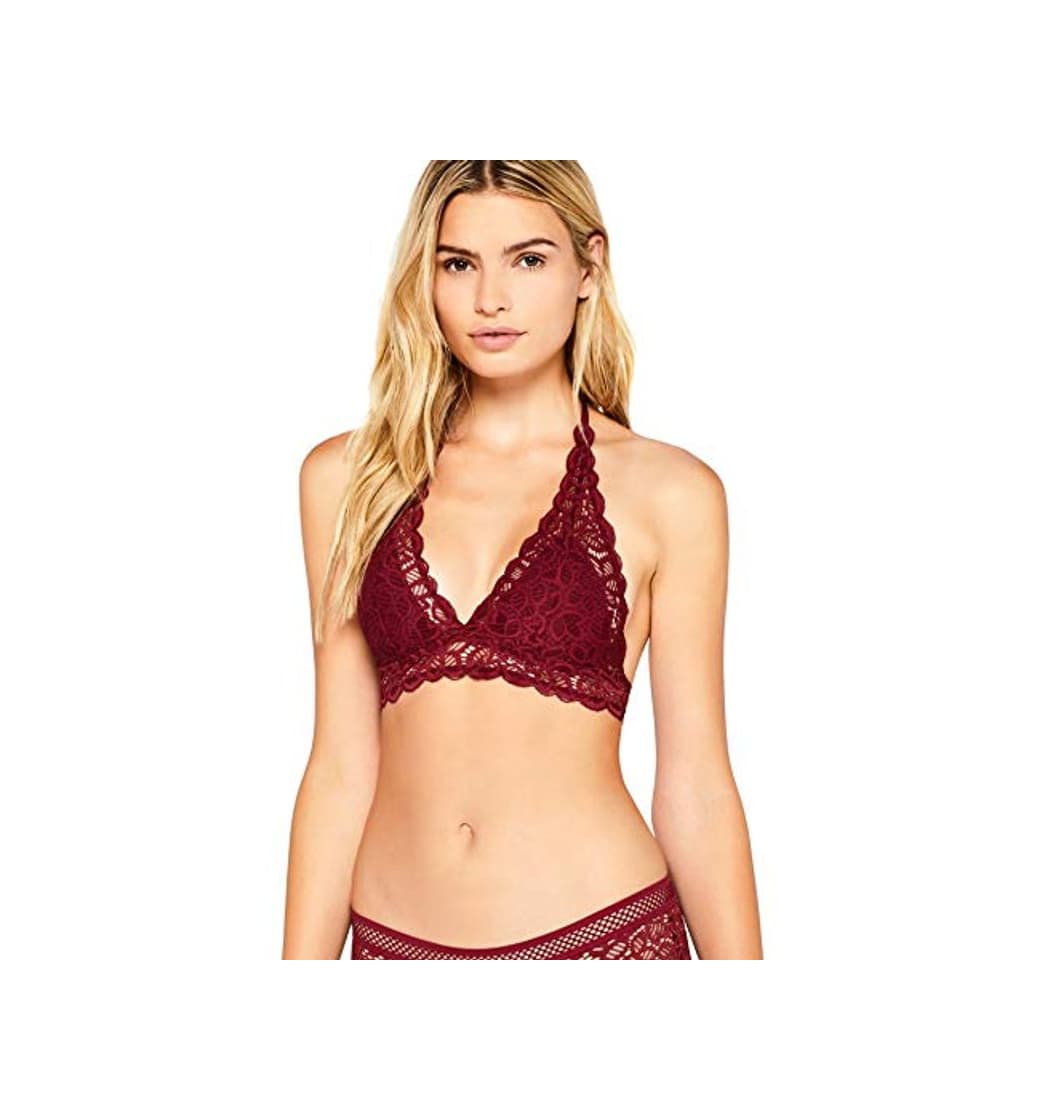 Producto Marca Amazon - IRIS & LILLY Crochet Lace Halter Sujetador Estilo Bralette