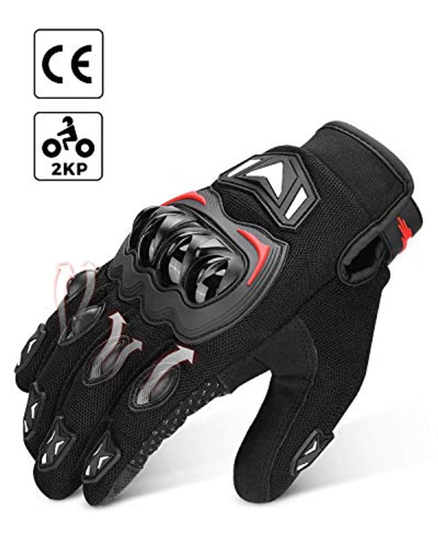 Producto Guantes Moto Verano Hombre Mujer Transpirables Guantes Pantalla Táctil de Moto Antideslizante Guantes para Moto con Protección Dedo Completo