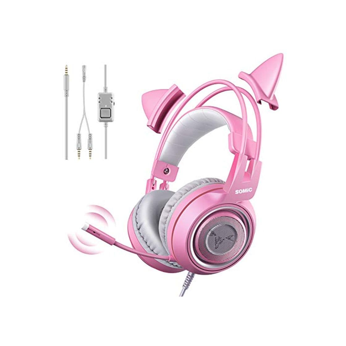 Producto SOMIC G951S Auriculares rosa para juegos con micrófono