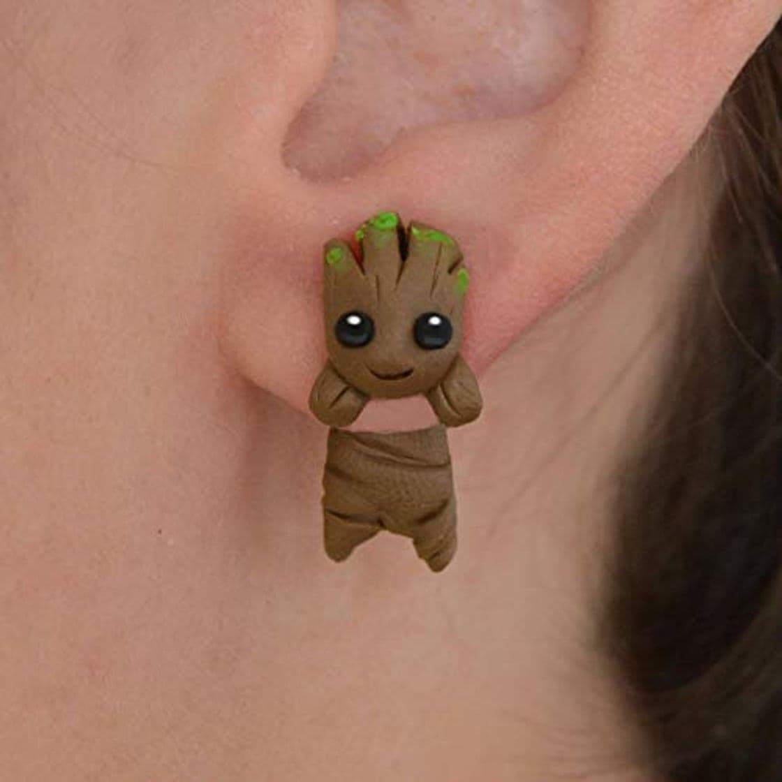 Producto HND ZNXHNDSH 30 Nuevo diseño de la joyería de Dibujos Animados Groot Stud Pendientes for Las Mujeres niñas Niños Moda Hecha a Mano de la Arcilla del polímero Pendientes