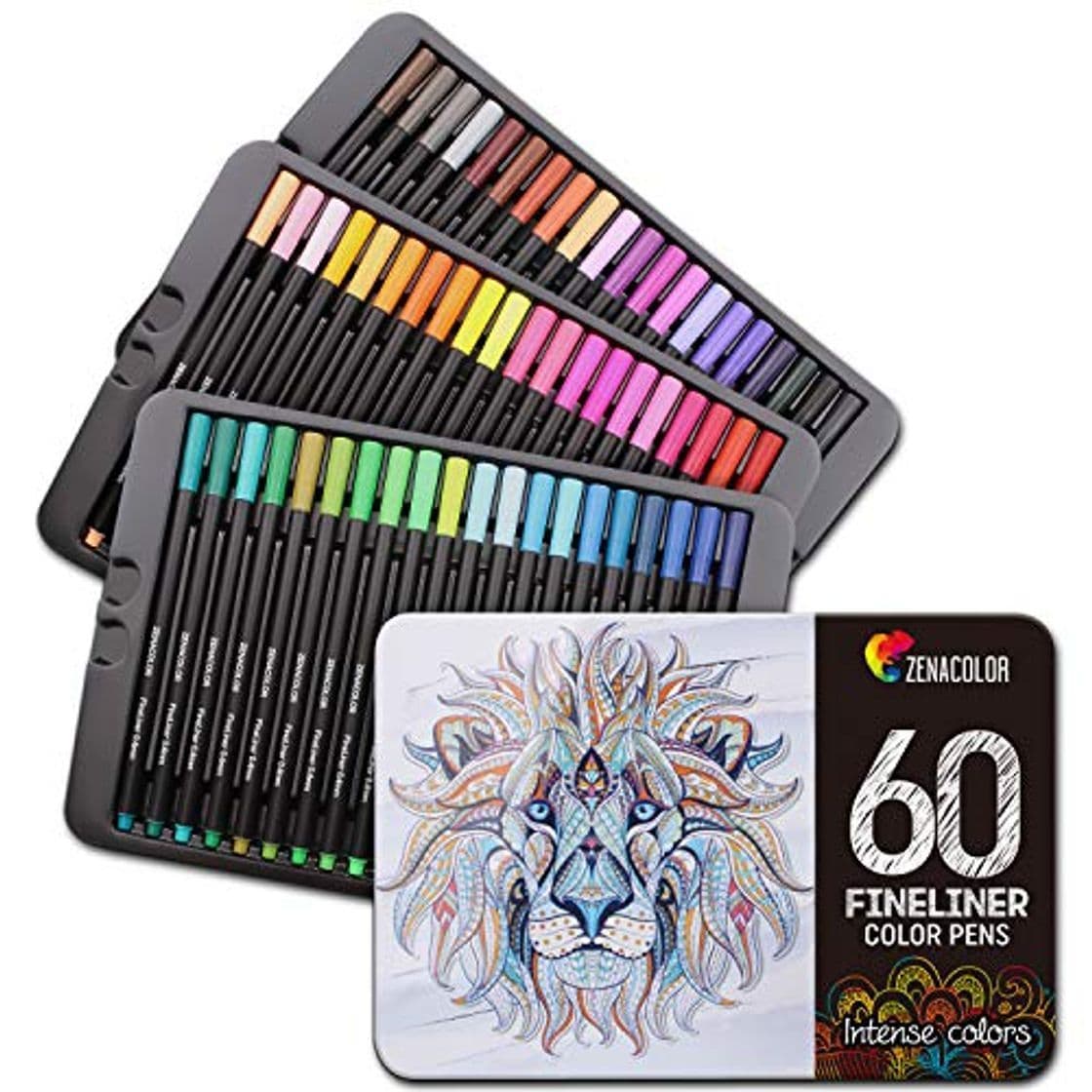 Elemento de la categoría hogar 60 rotuladores punta fina Zenacolor - 60 colores únicos - Bolígrafo fineliner