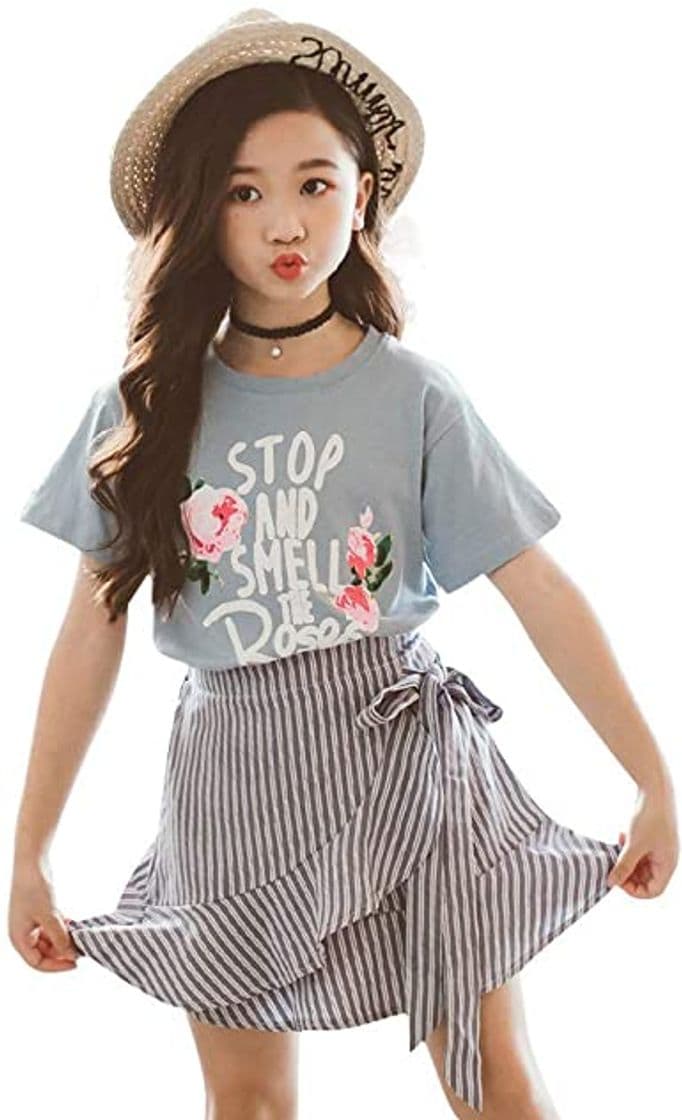 Producto 4-14 Años,SO-buts Niña Niñas Verano Letra Camiseta Tops