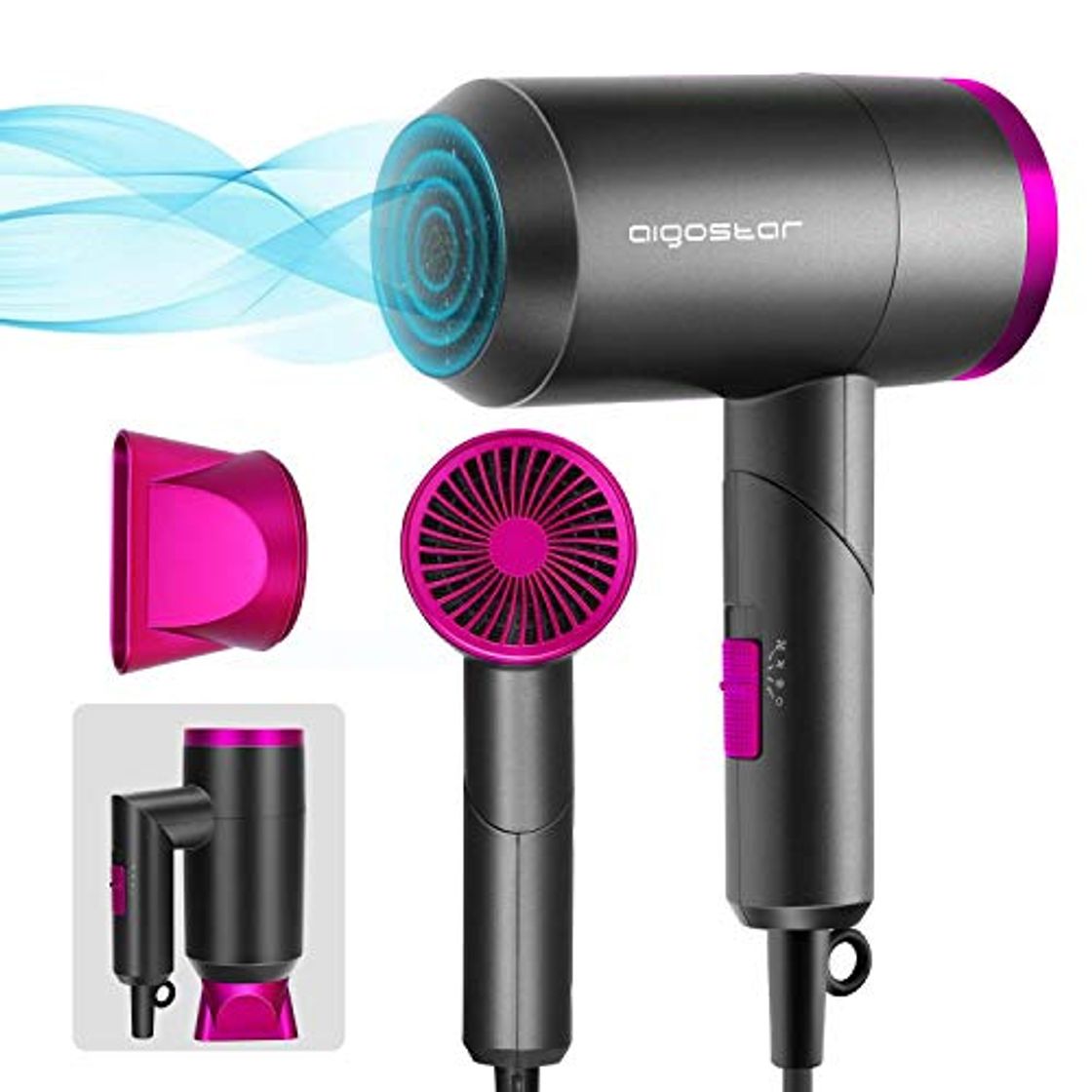 Product Aigostar Diane 32QYD - Secador de pelo, 1800W, ocupa poco espacio