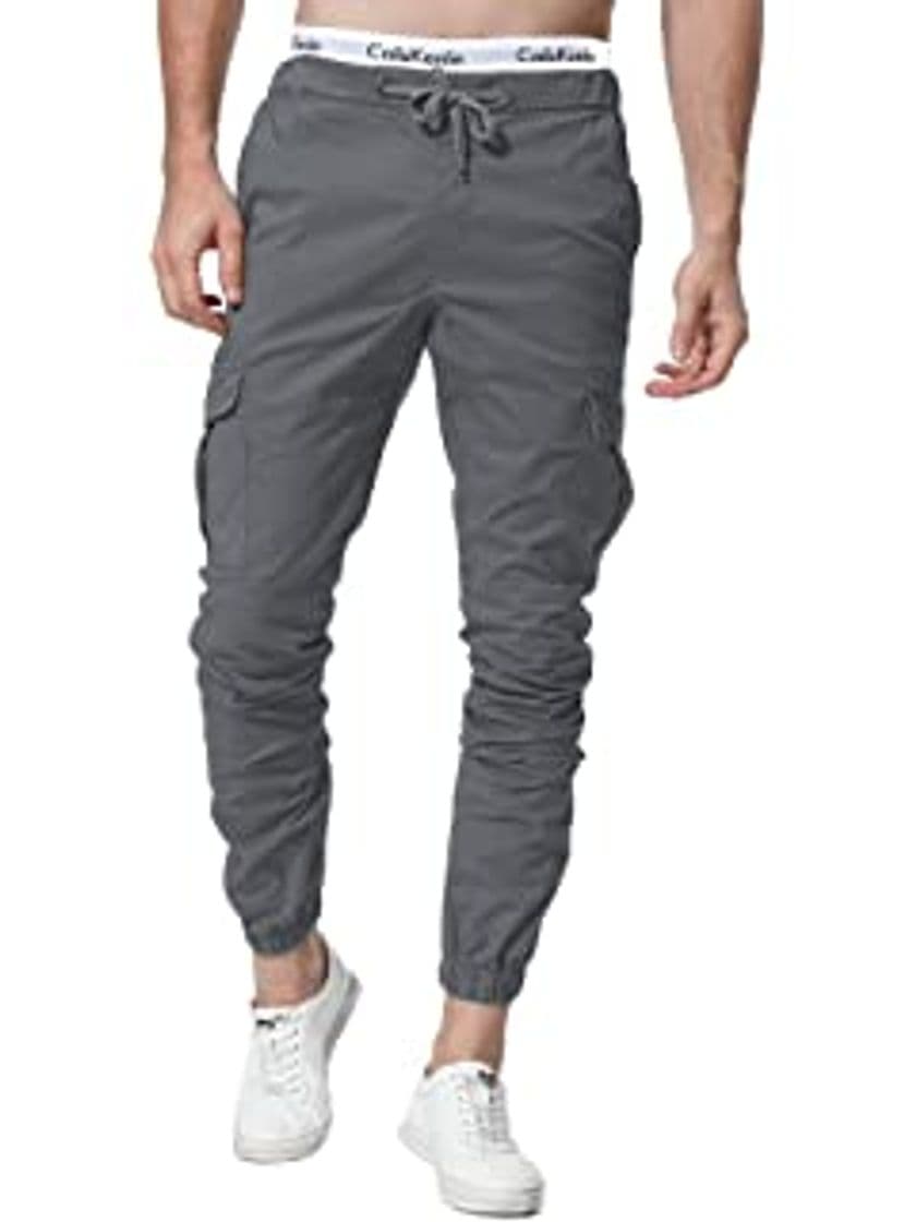 Moda FGFD Pantalones de Hombre Jogger Deportivos Pantalón Cargo Casuales Chino de Algodón