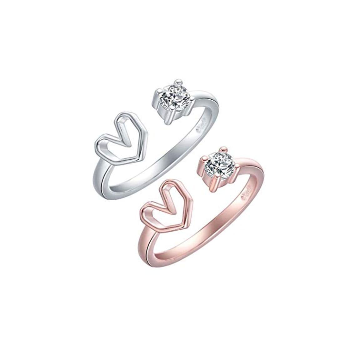 Product Chereda - 2 Anillos de corazón para Mujer y Hombre