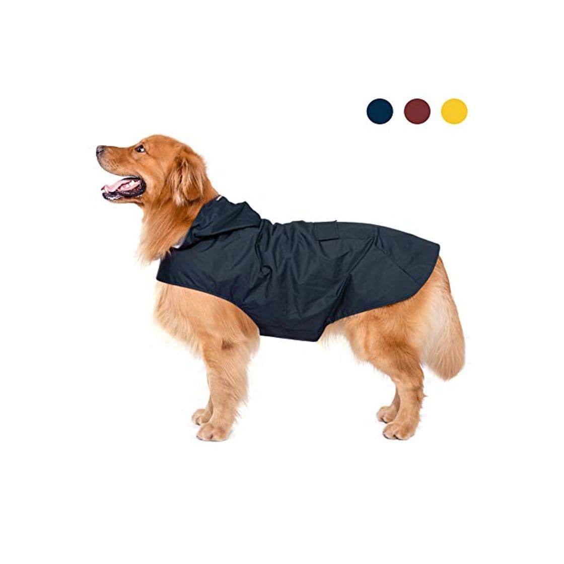 Producto Zellar Impermeable para Perros con Capucha y Collar Agujero y Tiras reflectoras