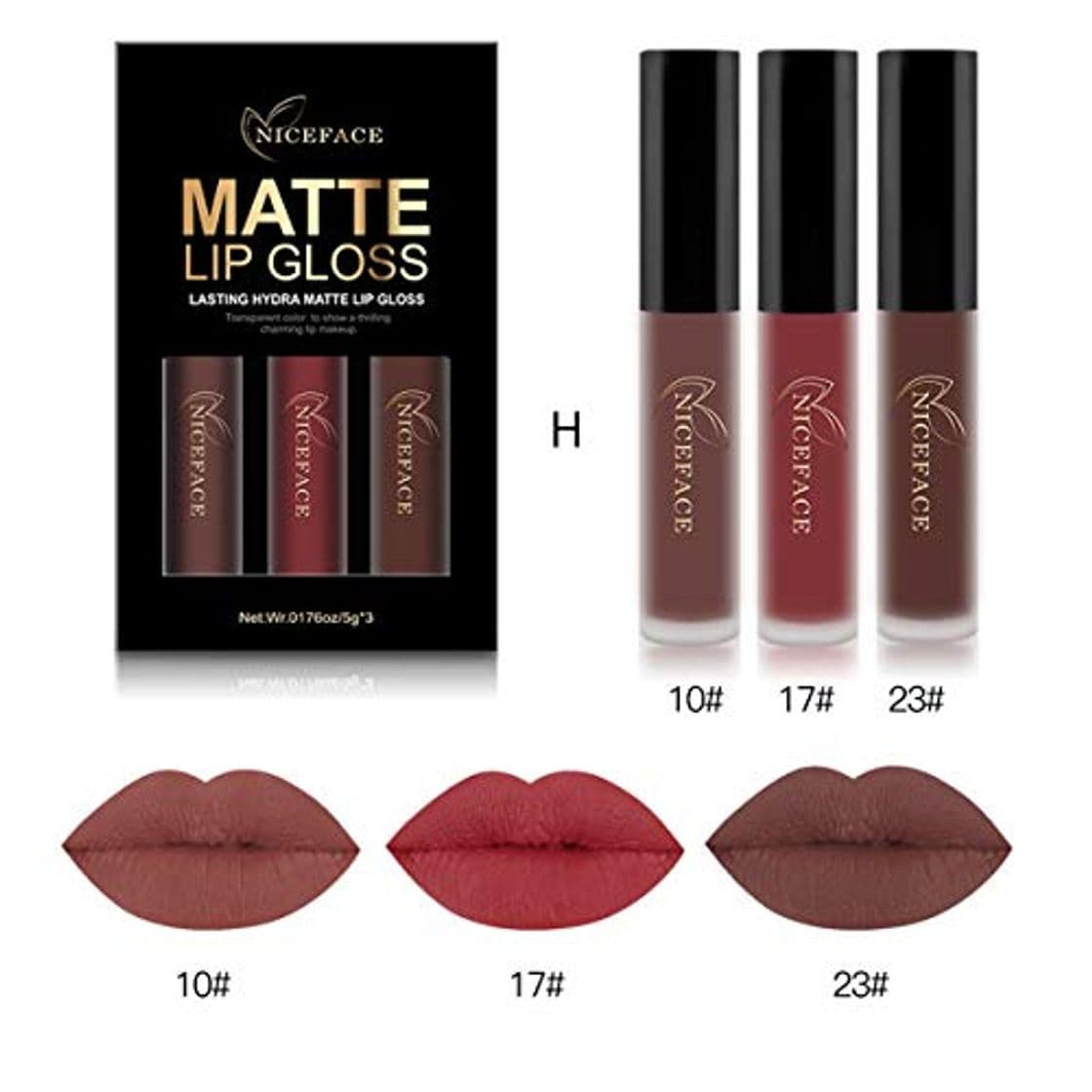 Moda HaiQianXin 3 unids/Lote Mate Brillo Labial Brillo Labial líquido de Larga duración