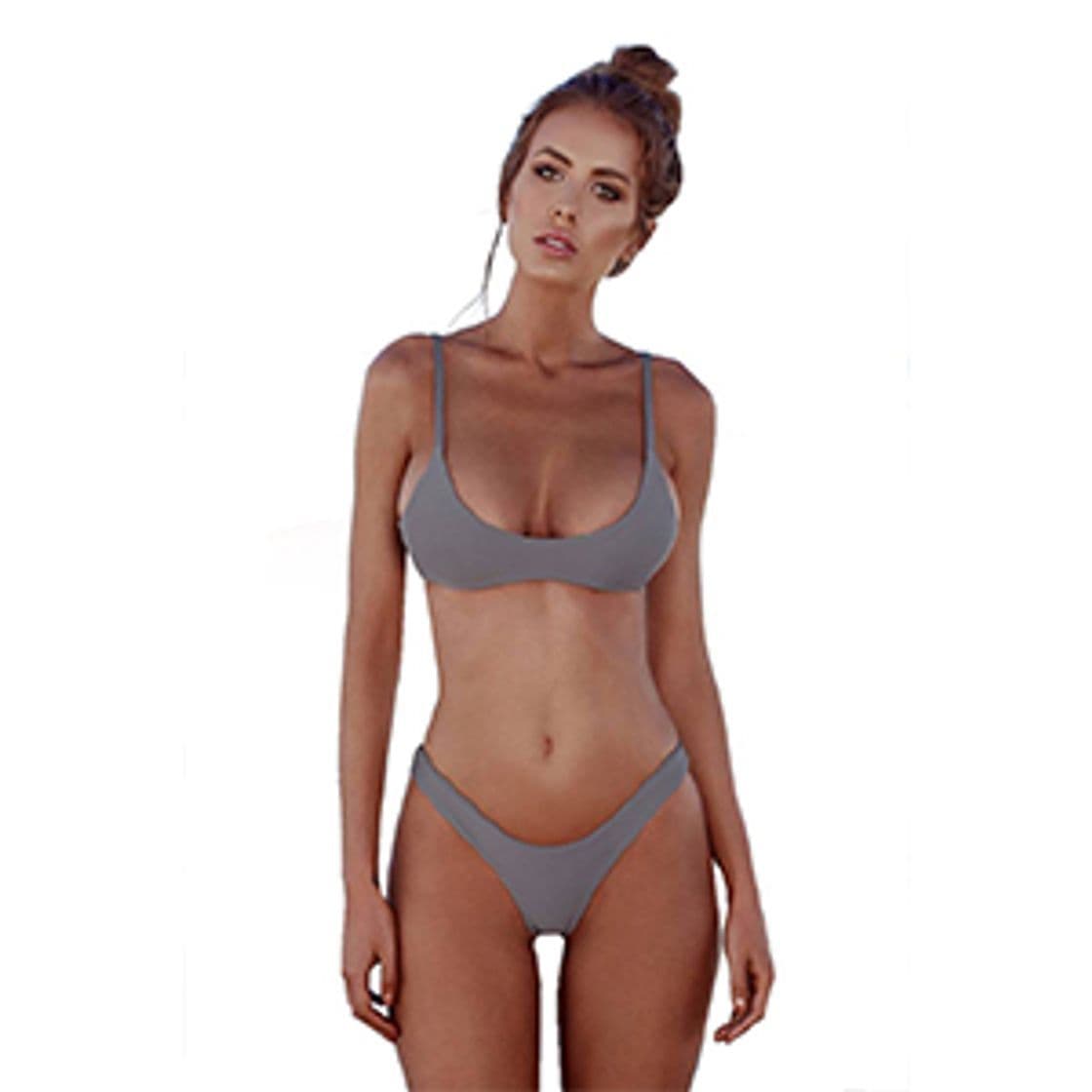 Producto heekpek Bikinis Mujer 2019 Brasileños Bañador Ropa de Baño Push Up Dos Piezas con Relleno Traje de Baño de Tubo Color Liso