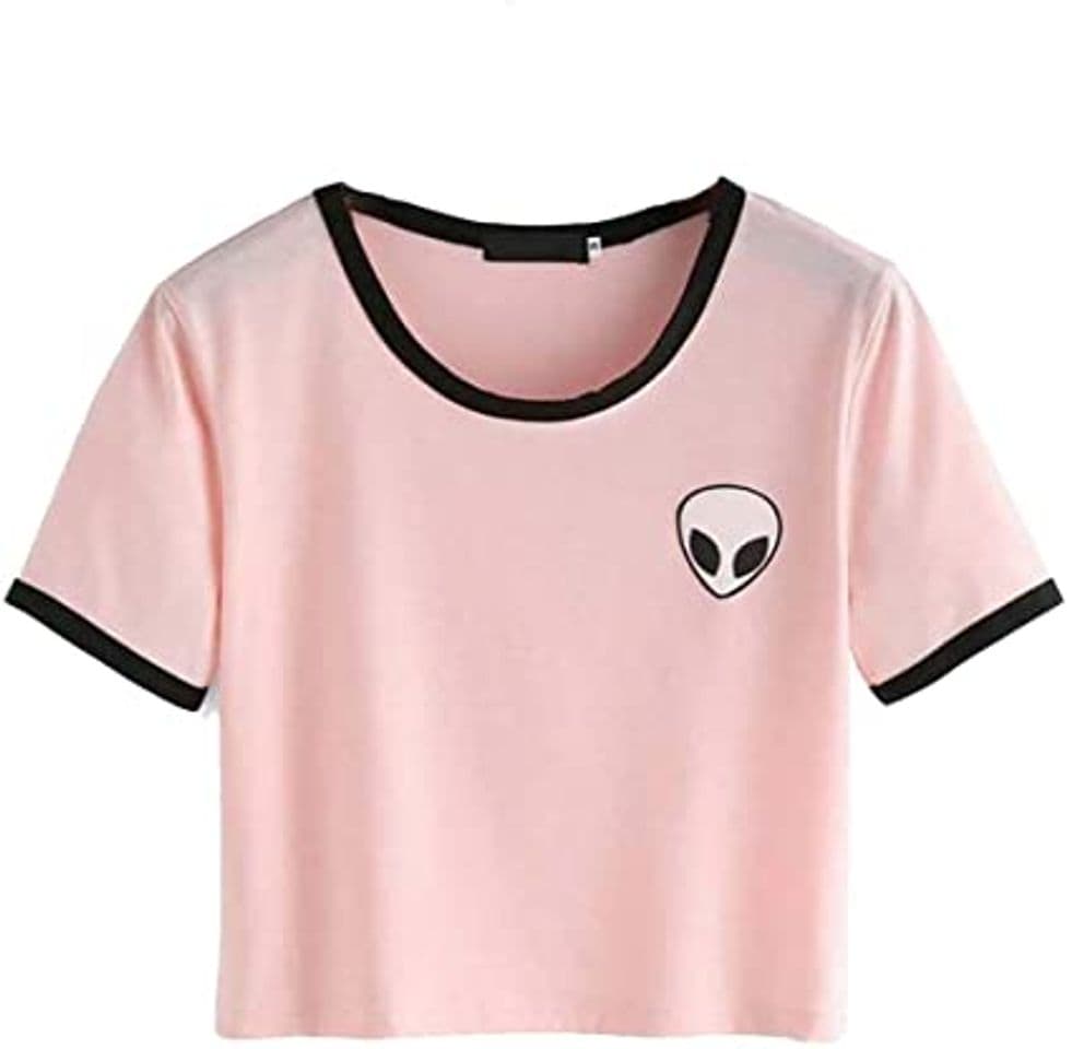 Fitness Goodsatar Mujer Rosa Manga corta Casual Camiseta Mezcla de algodón Cuello en V Chaleco Tops Blusa (S