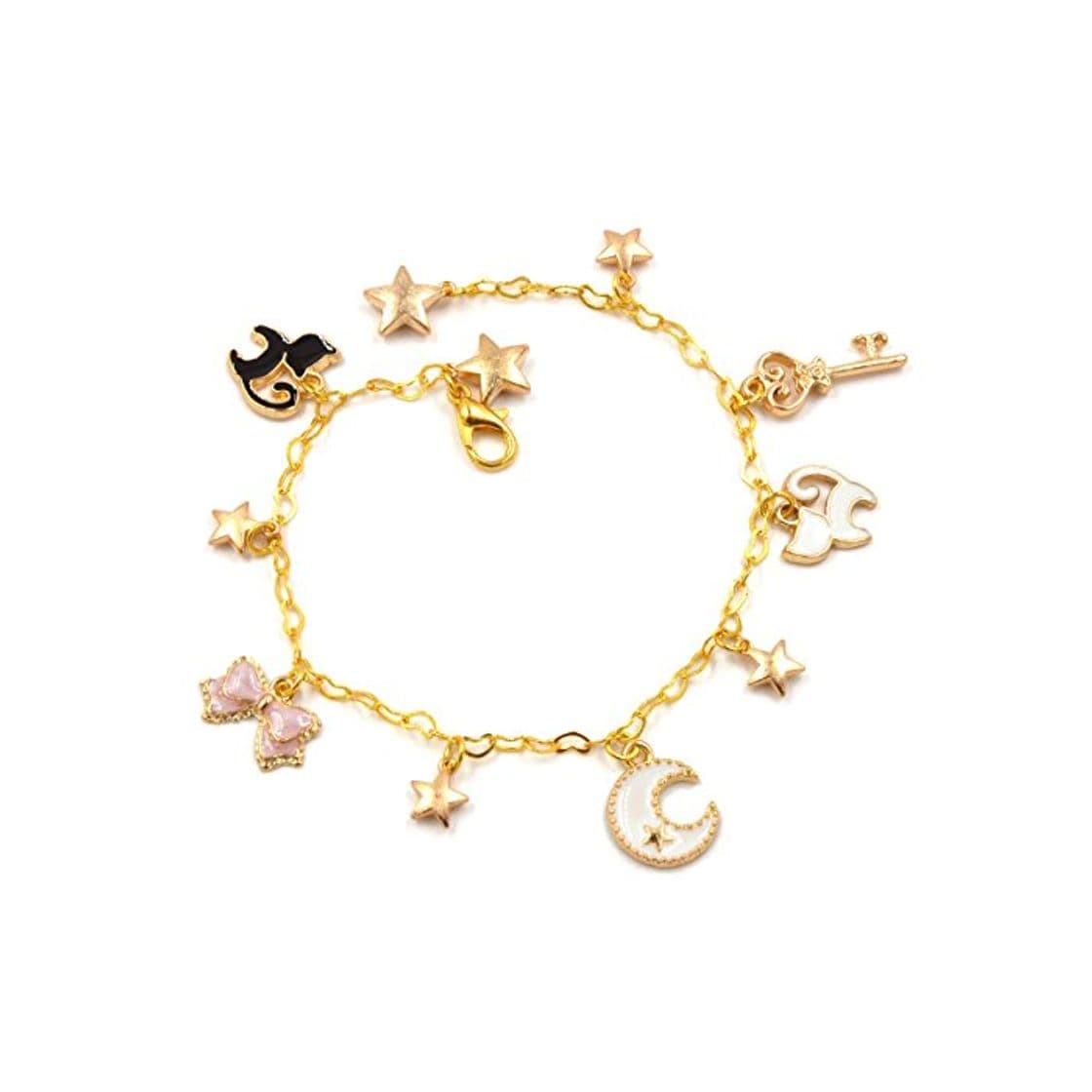 Fashion CoolChange Sailor Moon Pulsera de Metal Dorado con 11 Colgantes