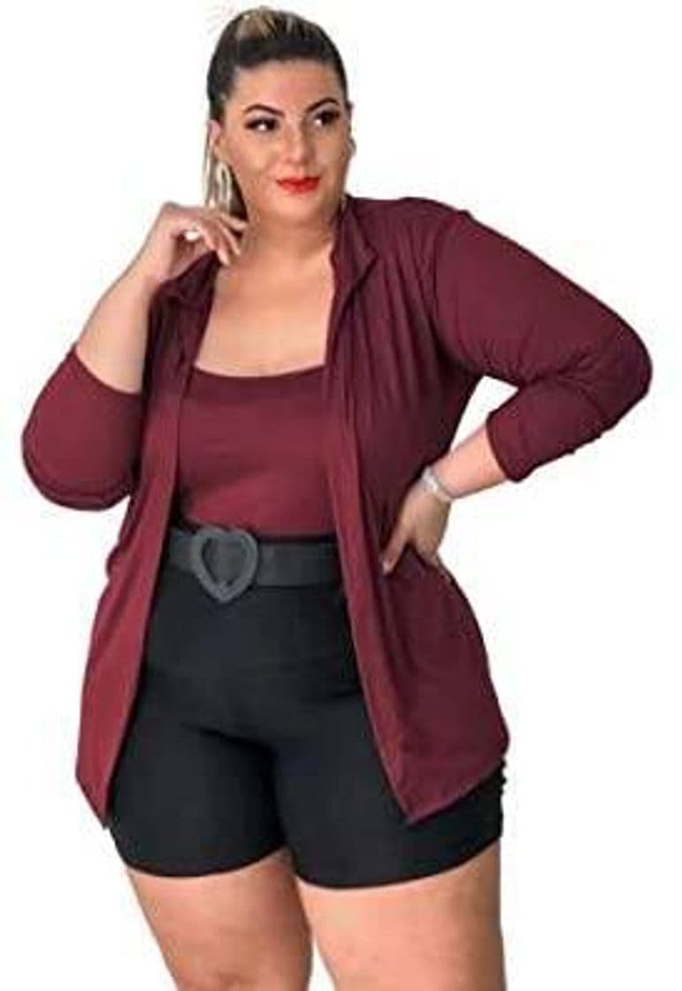 Moda Conjunto Plus Size Cropped Short Kimono 3 Pç Roupas Feminina