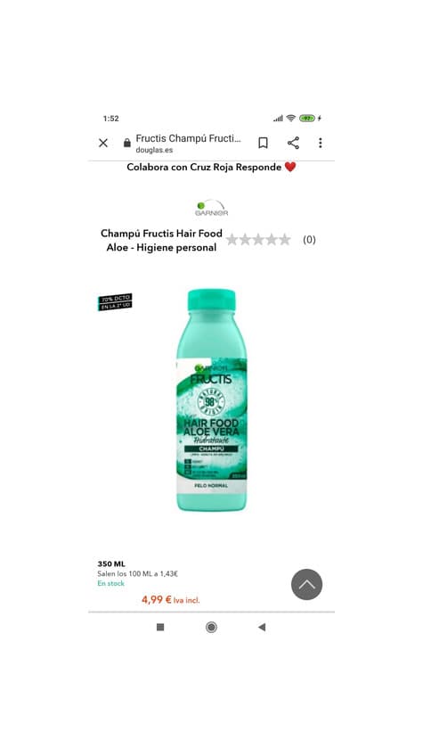 Producto Champú Fructis Hair Food Aloe