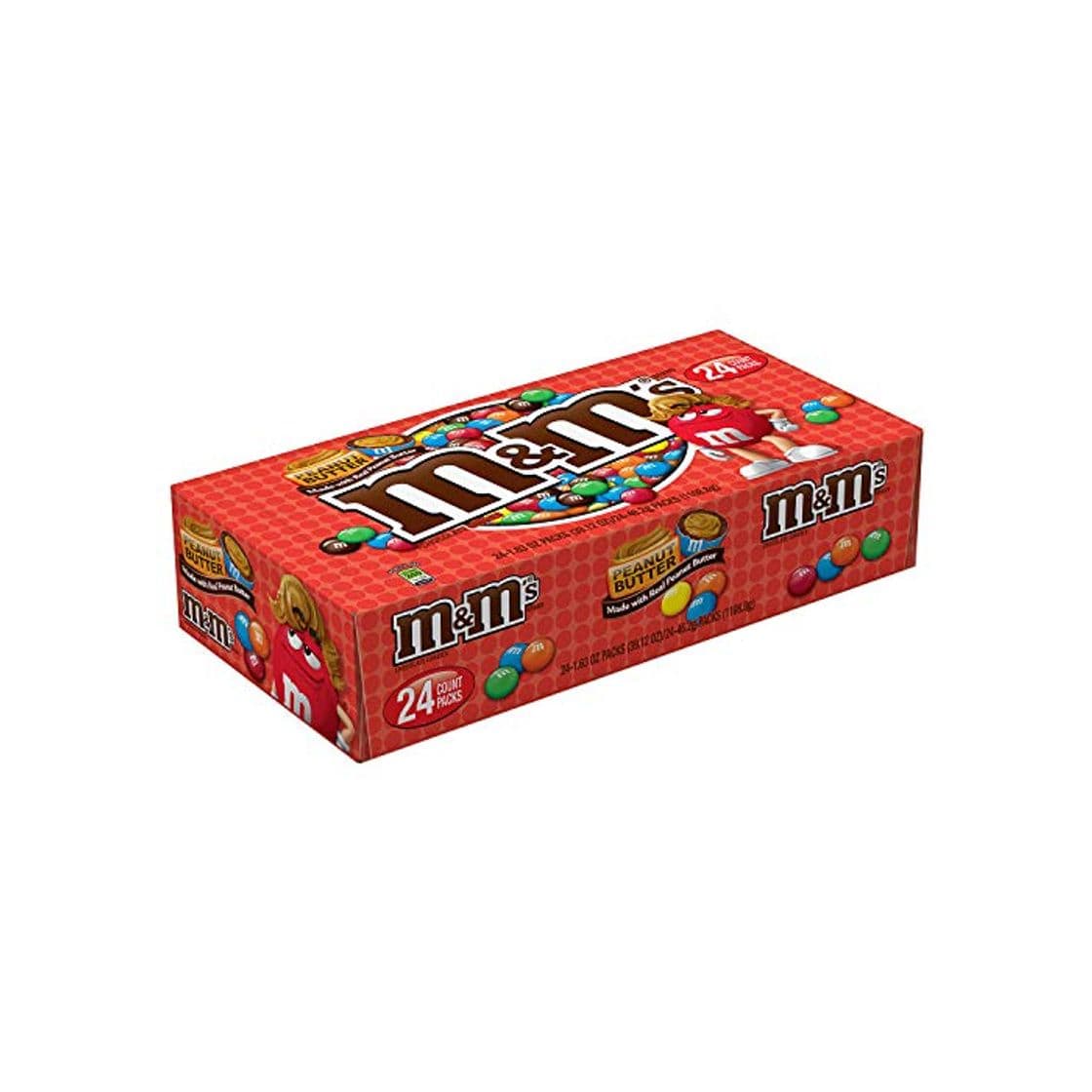 Product M&M'S Peanut Butter Chocolate Candy Singles Size 1.63-Ounce Pouch 24-Count Box