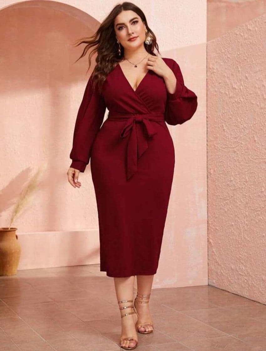 Producto Vestido midi vinho chic Plus Size SHEIN 