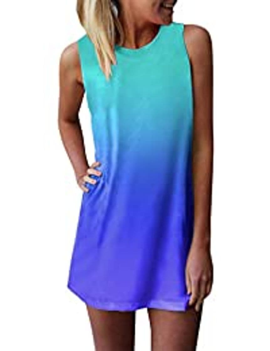 Producto ZANZEA Chaleco sin Mangas de Verano para Mujer Mini Vestido Gradiente Slim