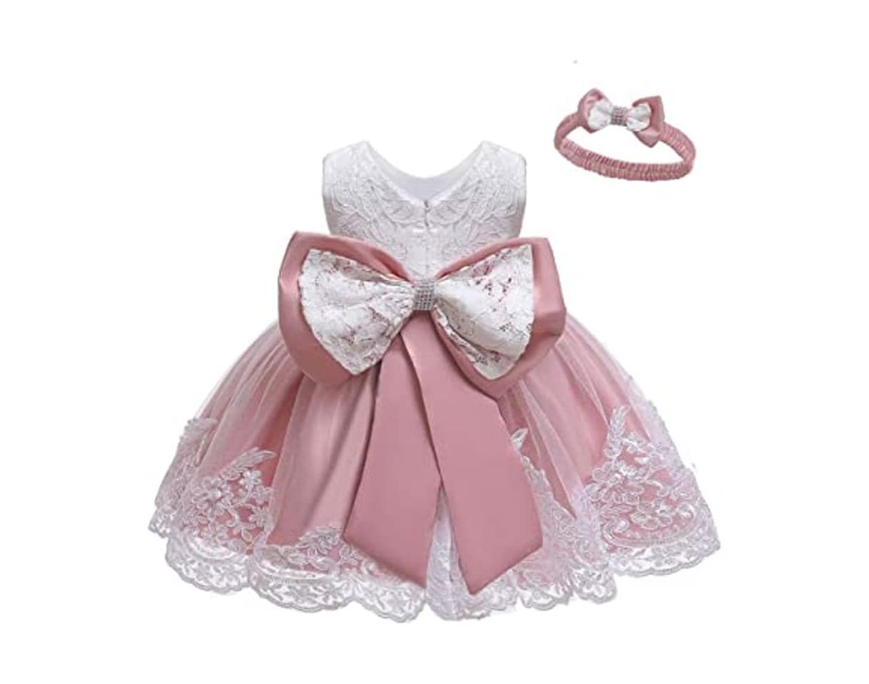 Moda LZH Vestido de Encaje para Niñas Bebés Vestidos de Fores de Bowknot Concurso de Bodas Bautizo Bautizo Vestido de Tutú