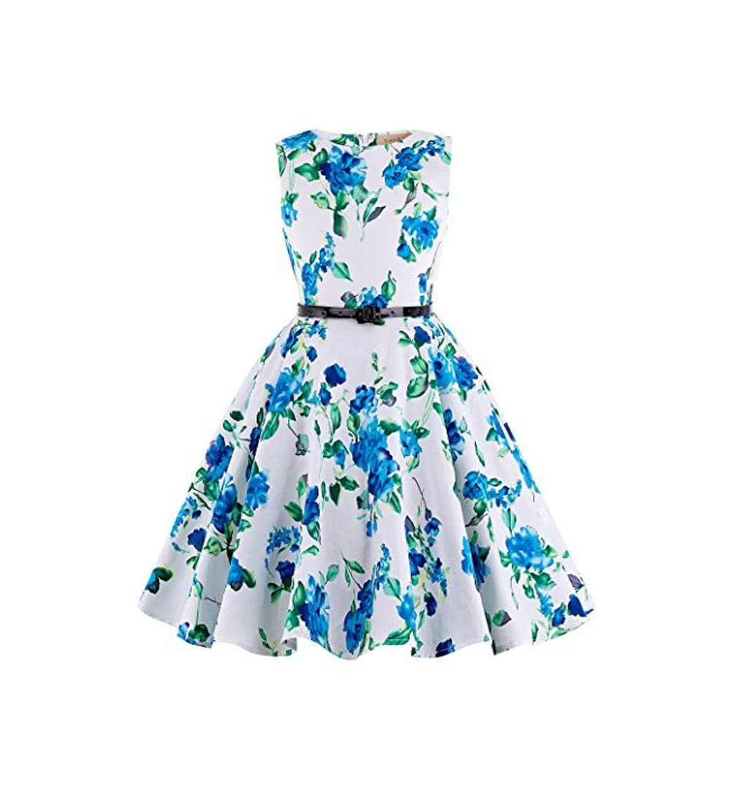 Moda Niña Vestido Elegante de Flores sin Mangas para Fiesta 11 Años KK250