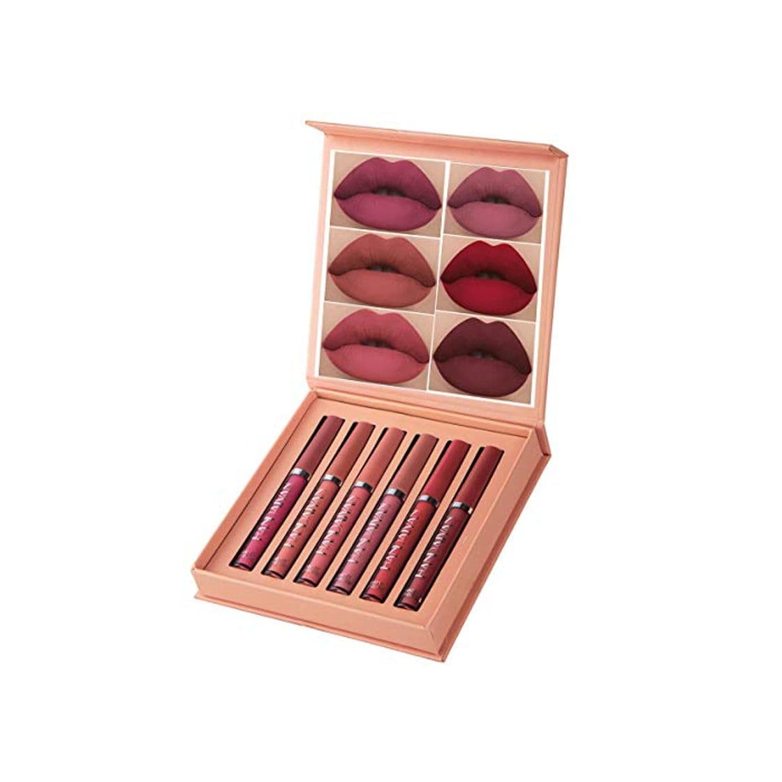 Belleza Beauty Glazed Lápiz labial líquido mate Set 6 colores Niebla Lápices labiales