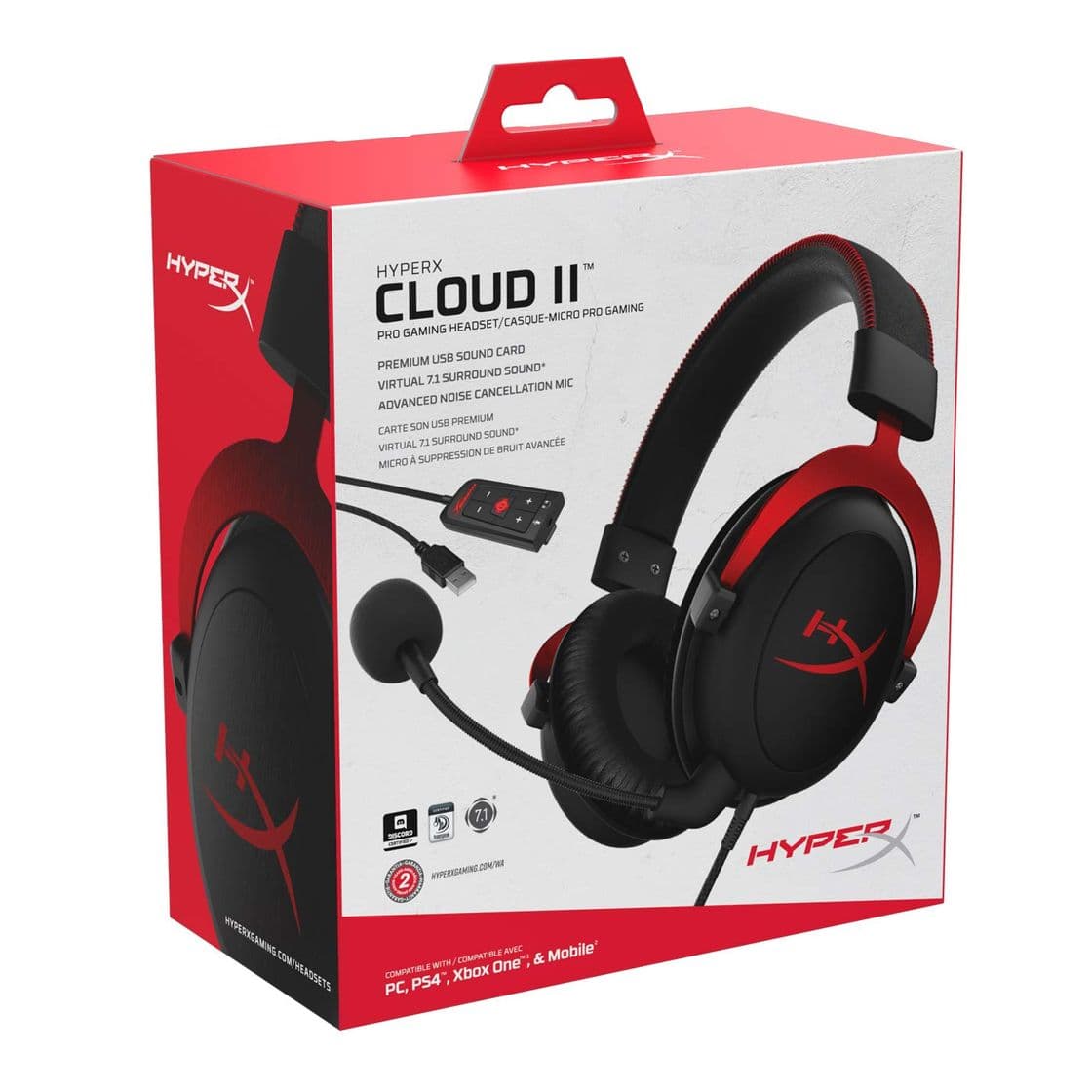 Electrónica HyperX KHX-HSCP-RD Cloud II - Cascos de Gaming para PC/PS4/Mac