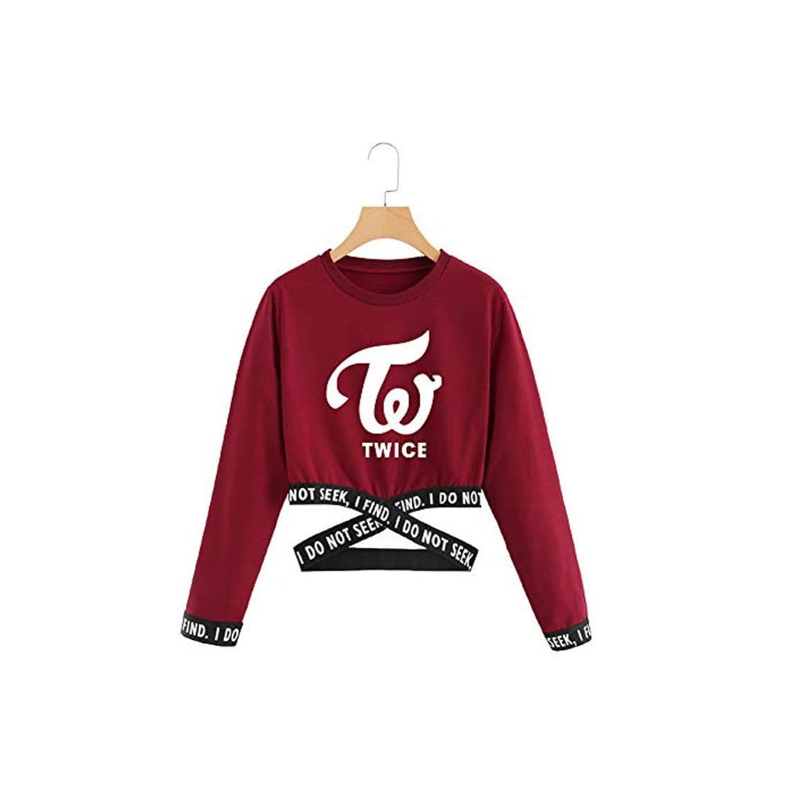 Fashion KPOP Twice Sudaderas Corto Camisa de Manga Larga Impresión Pullover Crop Tops Blusa Casual Suelto Suéter para Mujeres Fans NA YEON Jung YEON Momo Sana JI Hyo Mina DAHYUN CHAE Young TZUYU