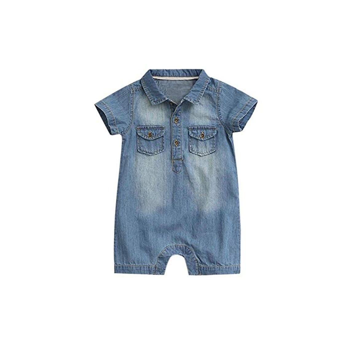 Fashion Recién Nacido Bebé Niños Niñas Trajes Ropa Manga Corta Denim Romper Baby Boy Chicas Romper Recien Nacido