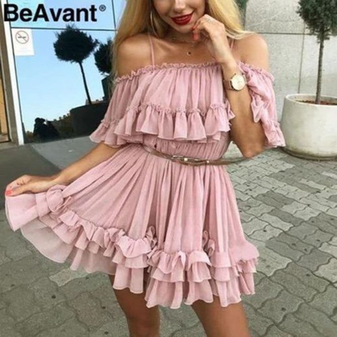 Fashion Fashbecome Strap Chiffon Summer Dress