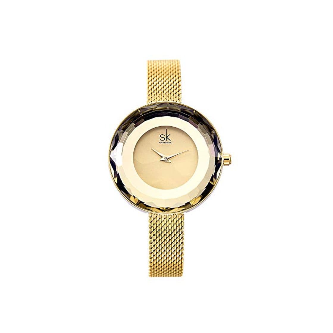 Product SHENGKE Señoras de la Moda Reloj Prism Fac Oro Malla de Acero