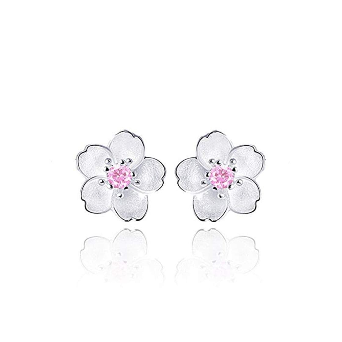 Product HUGJOU Simple Moda 925 Plata Esterlina Cereza Flor Zircon Stud Pendientes Para Mujer Regalo De La Muchacha Brincos