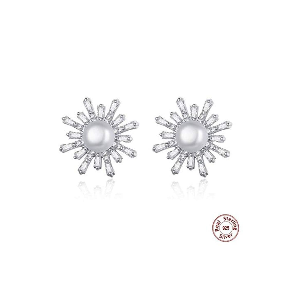 Fashion MNGGNM Aretes de Perlas de Agua Dulce Naturales para Mujer Flor Plata 925 Brincos joyería romántica Regalo de cumpleaños