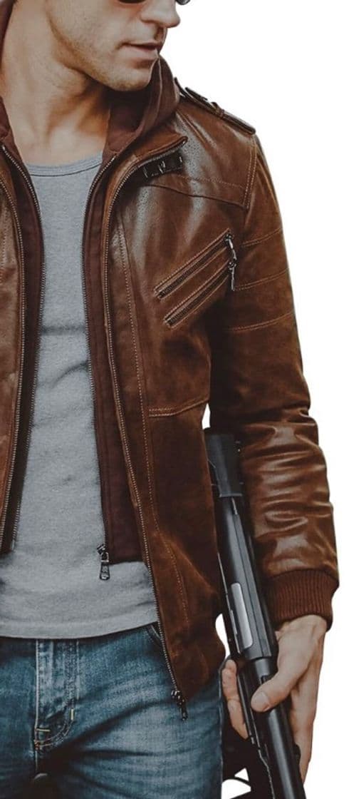 Moda FLAVOR Men Brown Leather Jacket 