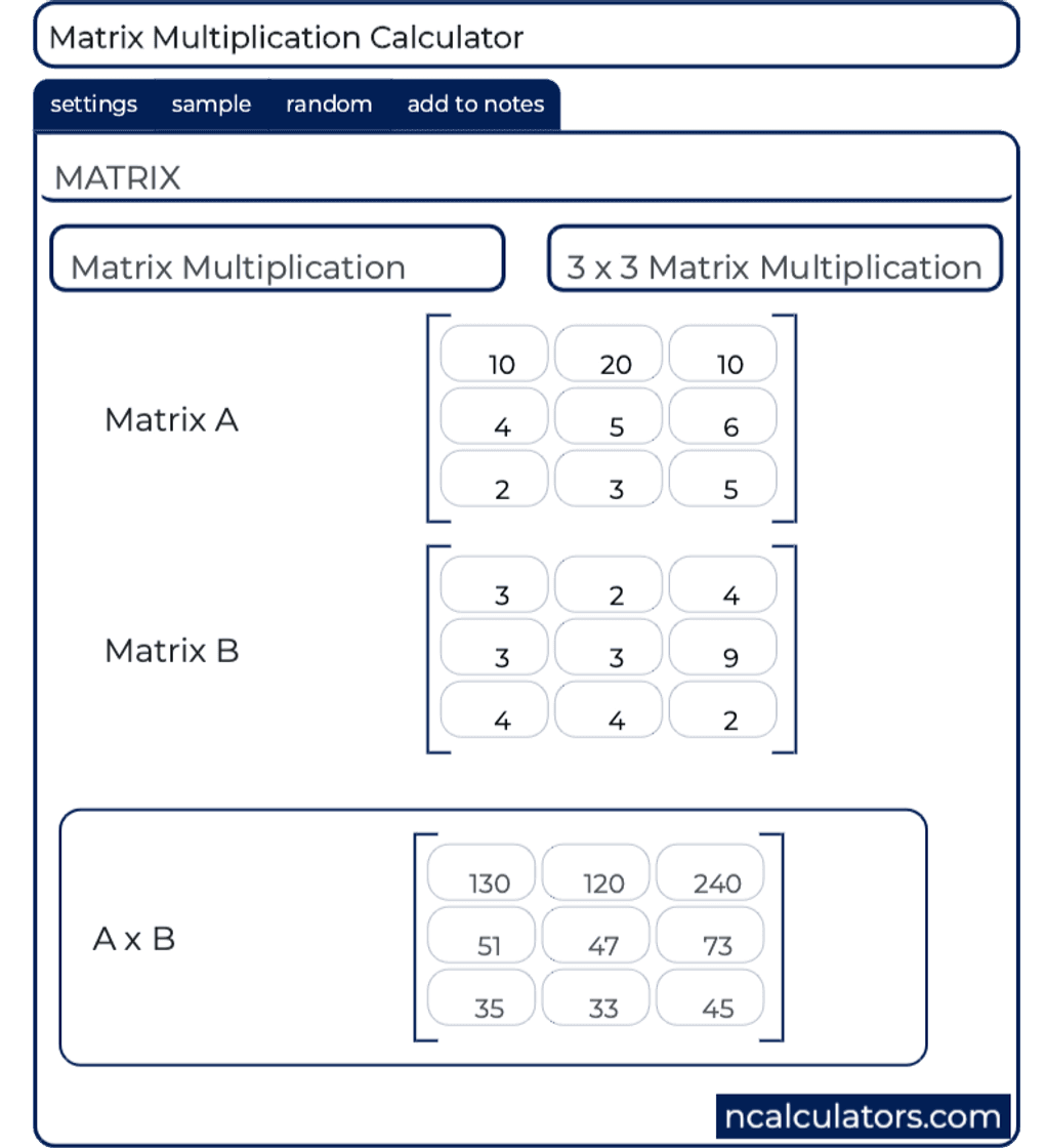 App Matrix math calculator