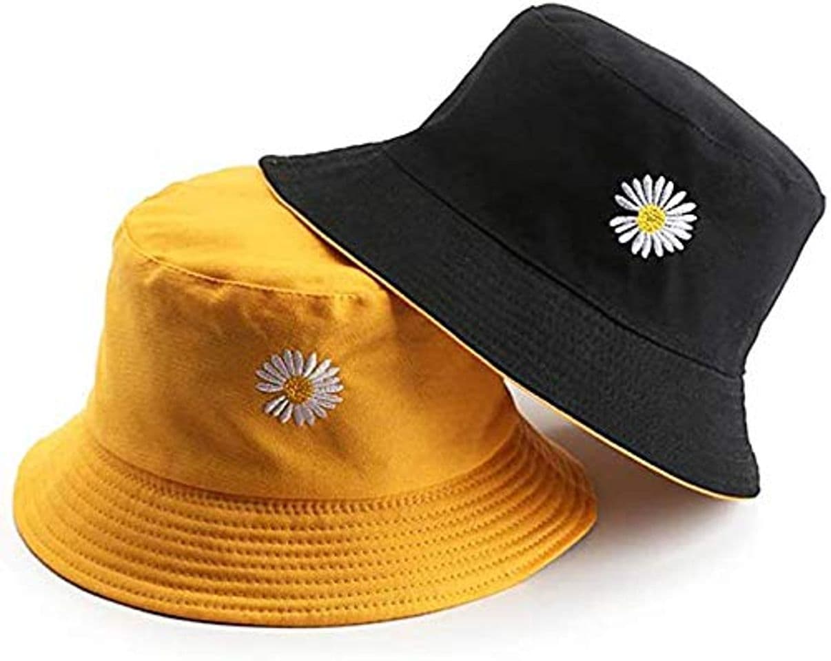 Moda Opopark Unisex Gorro de Pescador Sombrero de Pescador Sombrero Bordado de Flores Sombrero de Sol de Doble Cara