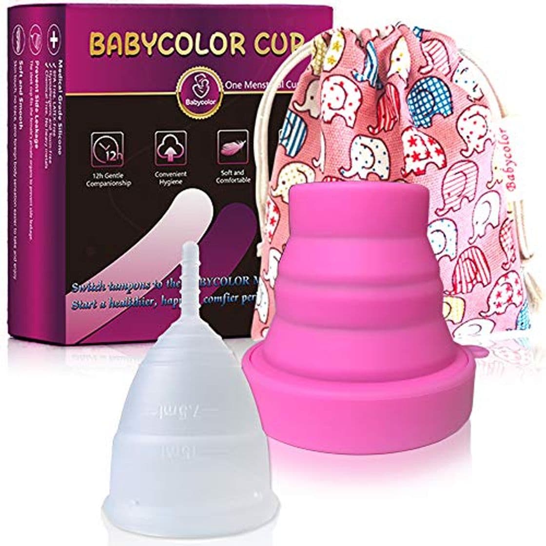 Belleza Copa Menstrual-copa menstrual más recomendada-Incluye una bolsa de regalo-Pastillas Esterilizadoras, 4 unidades-Pastillas